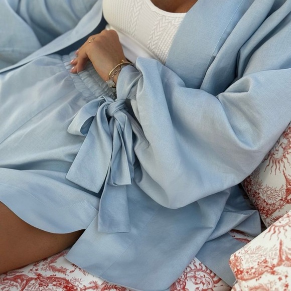 Light Blue Kimono and Shorts Set - Picture 2 of 2